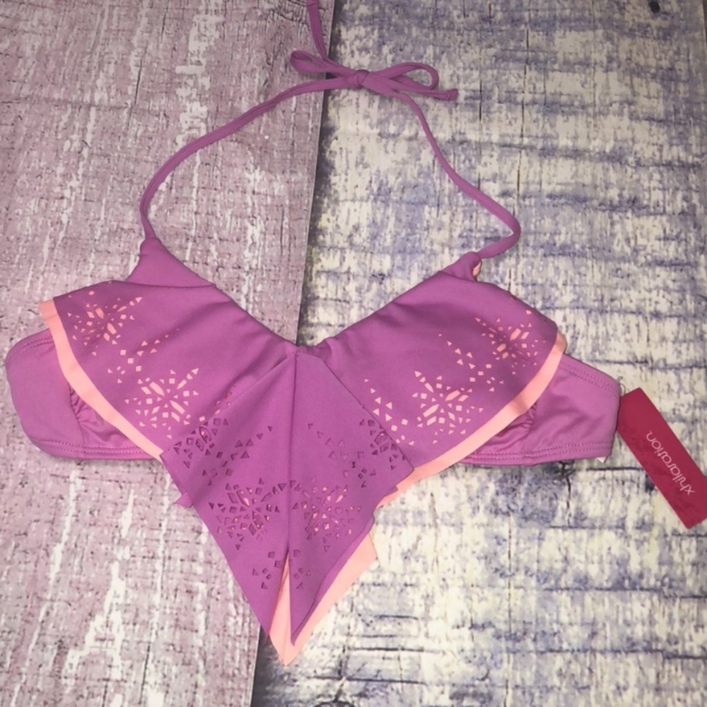 Xhilaration purple and pink string bikini top extra small